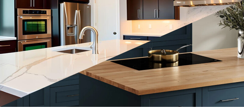 Quartz Worktops vs. Wood Worktops Quartz Worktops vs. Wood Worktops